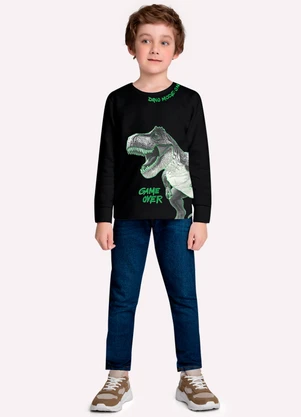 Kyly - Camiseta Infantil Menino Dinossauro Preto - KYLY