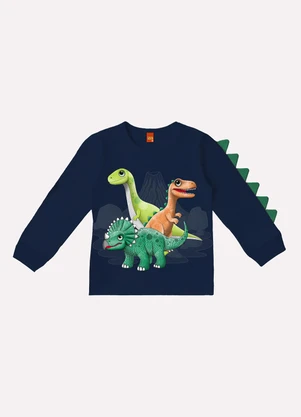 Kyly - Camiseta Infantil Menino Dinossauros Azul - KYLY