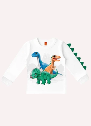 Kyly - Camiseta Infantil Menino Dinossauros Branco - KYLY