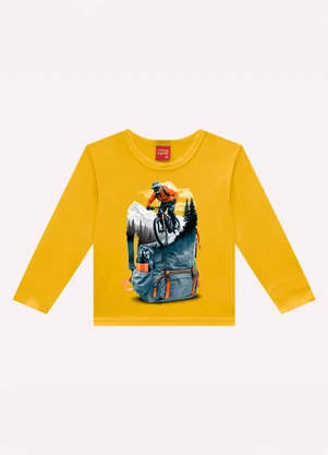 Kyly - Camiseta Infantil Menino em Algodão Amarelo - KYLY