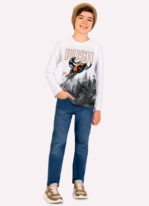 Kyly - Camiseta Infantil Menino em Algodão Branco - KYLY