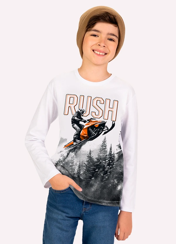 Kyly - Camiseta Infantil Menino em Algodão Branco