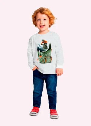 Kyly - Camiseta Infantil Menino em Algodão Cinza - KYLY