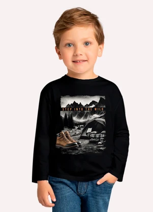 Milon - Camiseta Infantil Menino em Algodão Preto - MILON