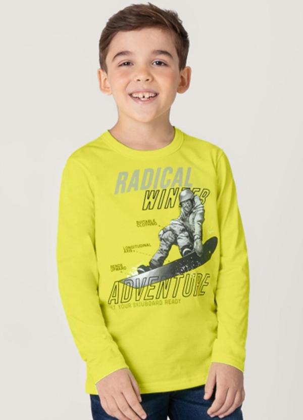 Brandili - Camiseta Infantil Menino em Malha Amarelo