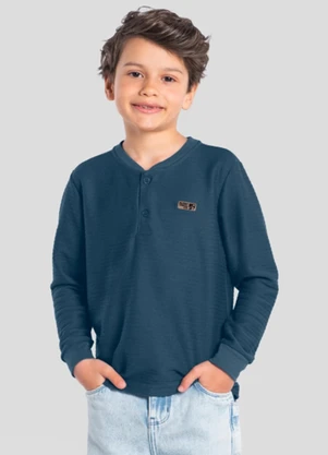 Brandili Mundi - Camiseta Infantil Menino em Malha Azul - BRANDILI MUNDI