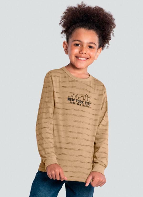 Brandili - Camiseta Infantil Menino em Malha Marrom
