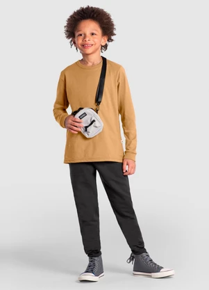 Brandili - Camiseta Infantil Menino em Malha Marrom - BRANDILI