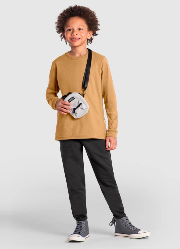 Brandili - Camiseta Infantil Menino em Malha Marrom