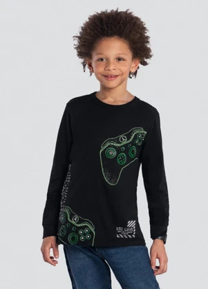Brandili - Camiseta Infantil Menino Gamer Preto - BRANDILI