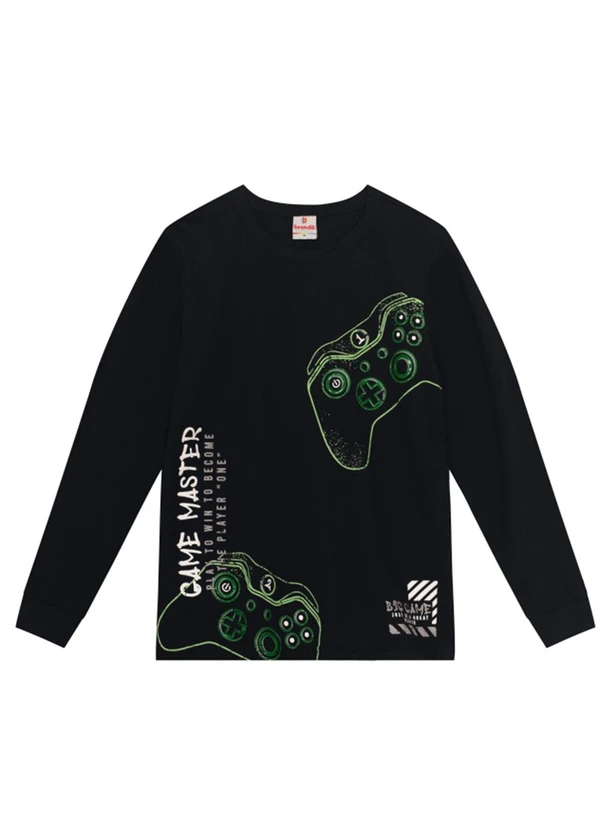 Brandili - Camiseta Infantil Menino Gamer Preto 3