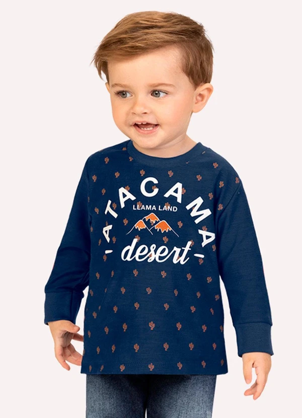 Milon - Camiseta Infantil Menino Lettering Azul