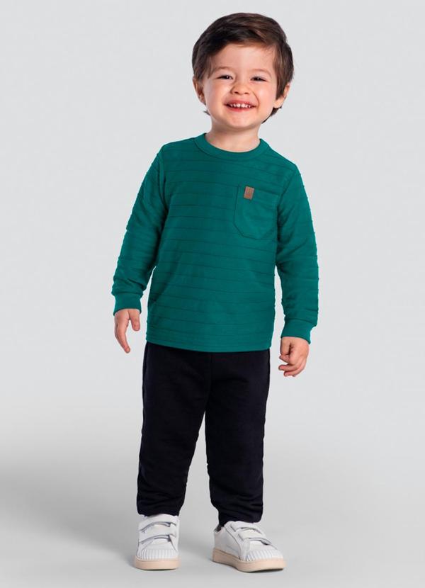 Brandili - Camiseta Infantil Menino Listras 3d Verde