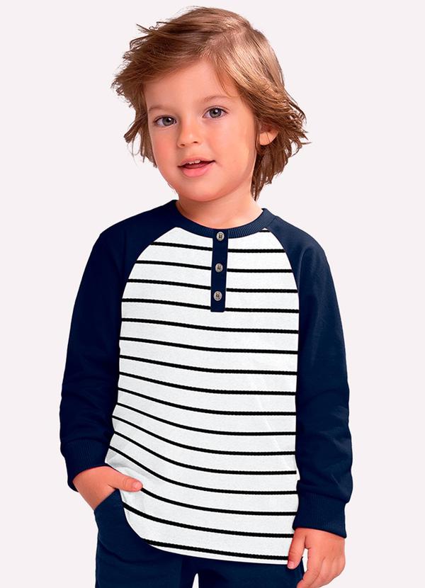 Milon - Camiseta Infantil Menino Listras Azul
