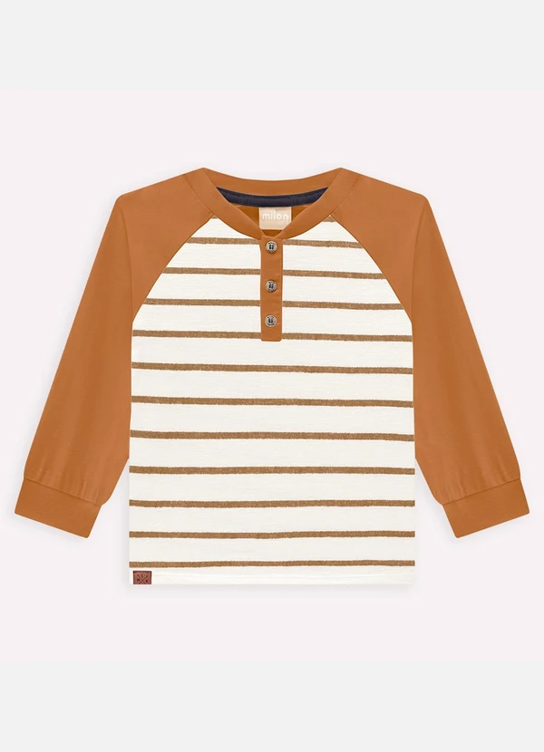 Milon - Camiseta Infantil Menino Listras Marrom