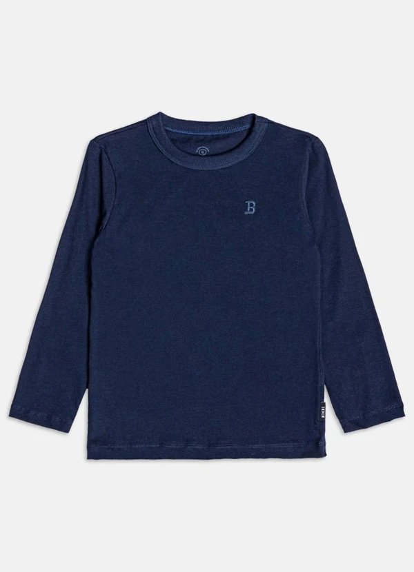 Bimbi - Camiseta Infantil Menino Manga Longa Básica Azul