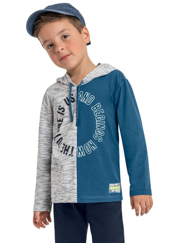 Quimby - Camiseta Infantil Menino Manga Longa Cinza