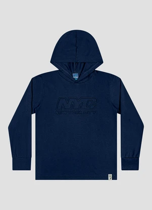 Reirex - Camiseta Infantil Menino Manga Longa com Capuz Azul - REIREX