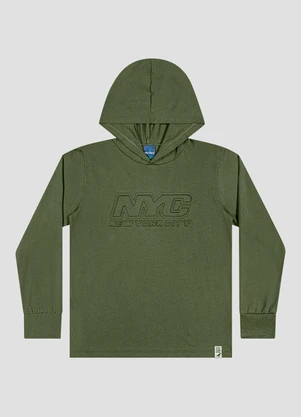 Reirex - Camiseta Infantil Menino Manga Longa com Capuz Verde - REIREX