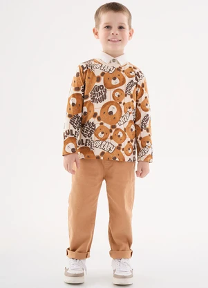 Up Baby - Camiseta Infantil Menino Marrom - UP BABY