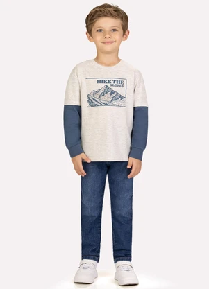Milon - Camiseta Infantil Menino Montanha Cinza - MILON