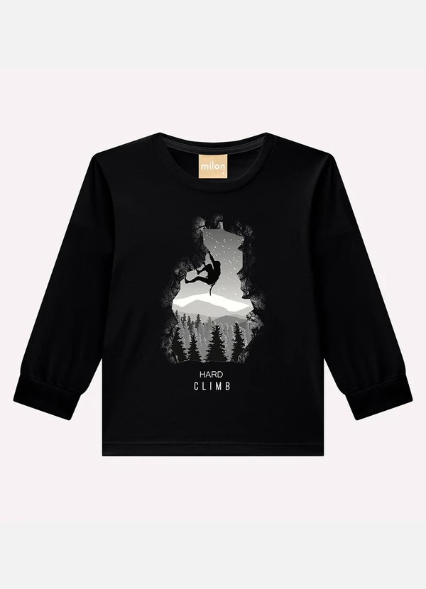 Milon - Camiseta Infantil Menino Natureza Preto
