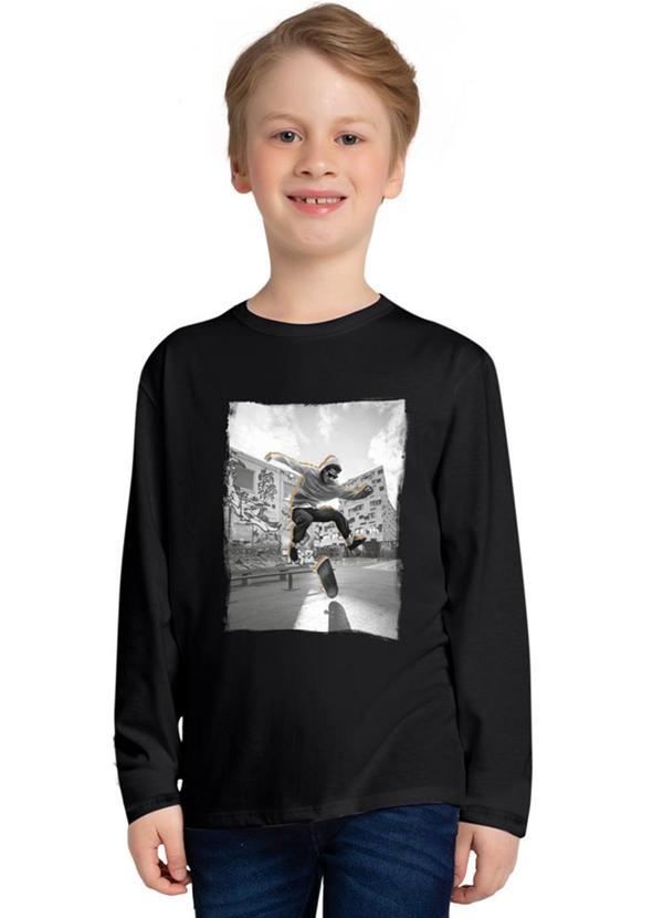 Kyly - Camiseta Infantil Menino Skate Preto
