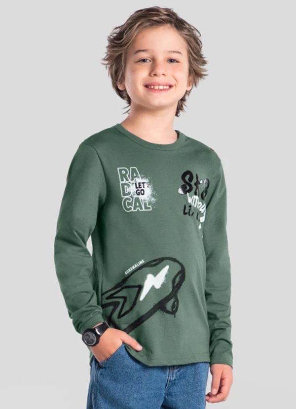 Brandili - Camiseta Infantil Menino Skate Verde
