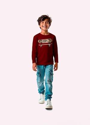 Kyly - Camiseta Infantil Menino Skate Vermelho - KYLY