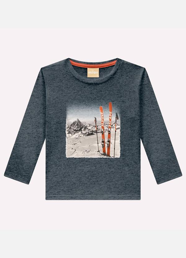 Milon - Camiseta Infantil Menino Snowboard Cinza 1