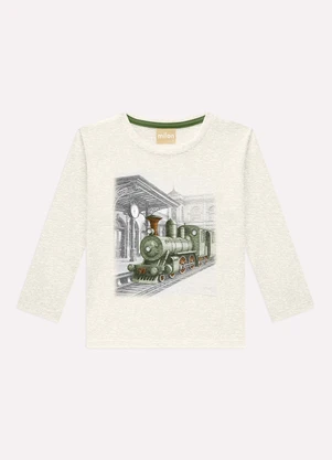 Milon - Camiseta Infantil Menino Trem Cinza - MILON