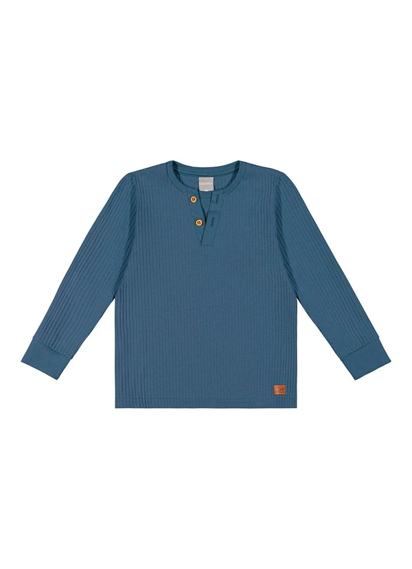 Colorittá - Camiseta Infantil Menino Tricô Botões Azul 4
