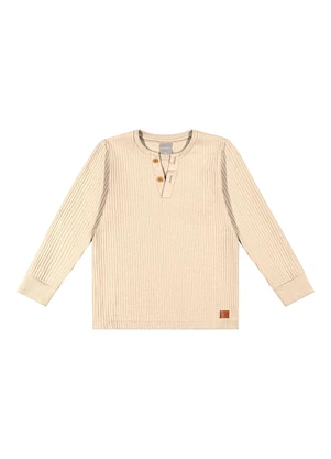 Colorittá - Camiseta Infantil Menino Tricô Botões Bege - COLORITTÁ