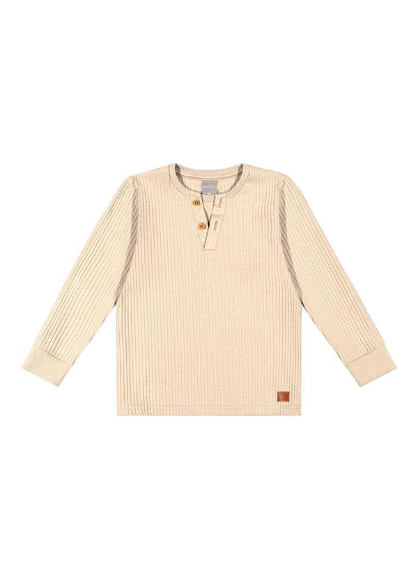 Colorittá - Camiseta Infantil Menino Tricô Botões Bege