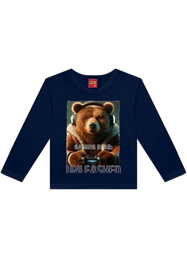 Kyly - Camiseta Infantil Menino Urso Azul