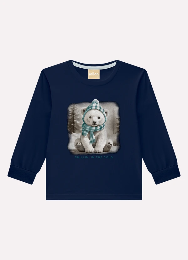 Milon - Camiseta Infantil Menino Urso Azul