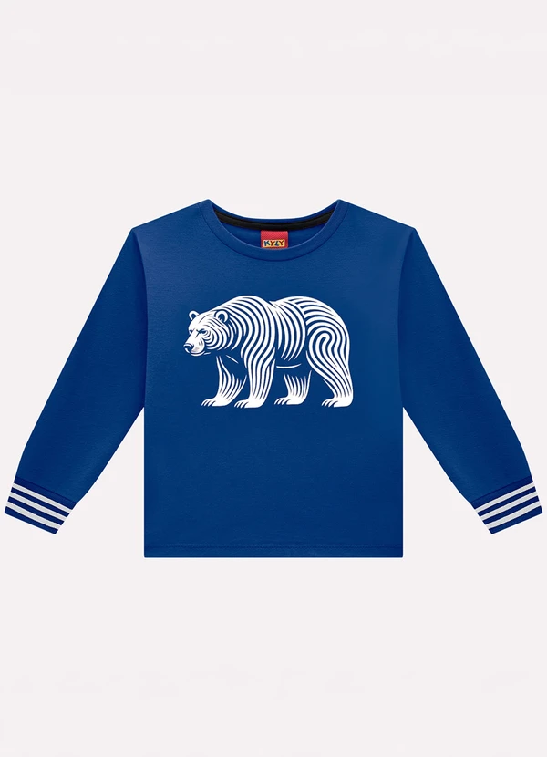 Kyly - Camiseta Infantil Menino Urso Azul