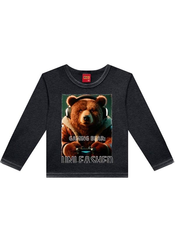 Kyly - Camiseta Infantil Menino Urso Cinza