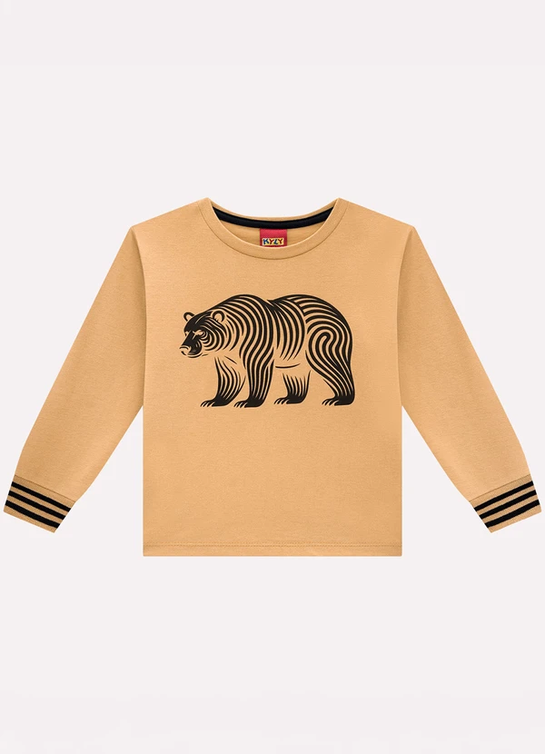 Kyly - Camiseta Infantil Menino Urso Marrom