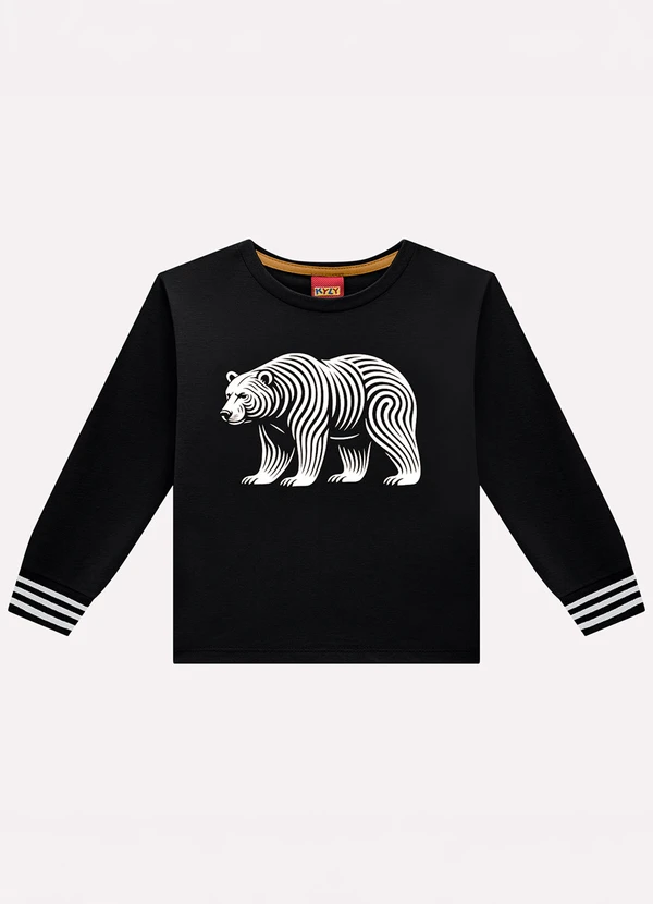 Kyly - Camiseta Infantil Menino Urso Preto