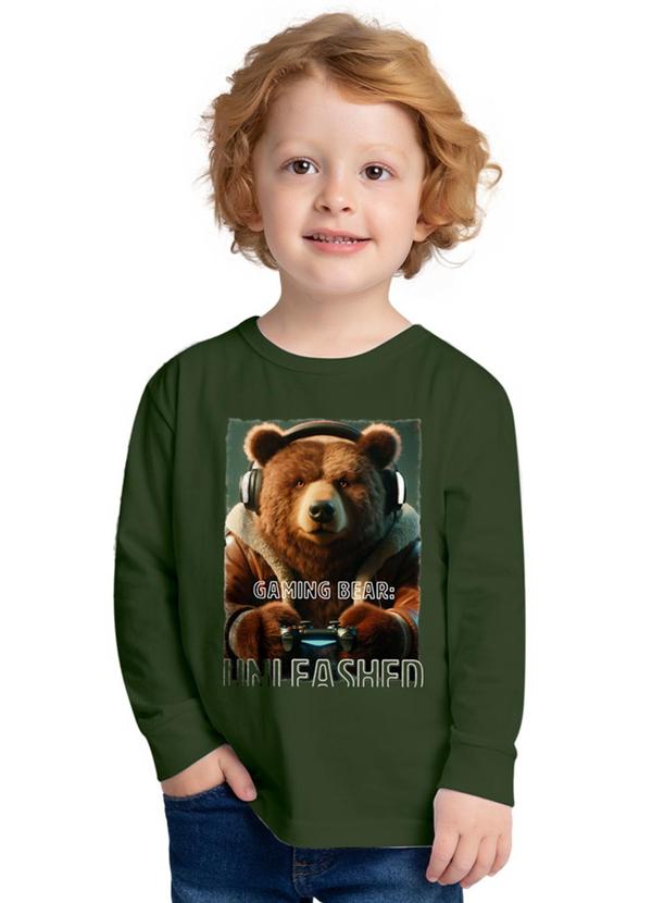 Kyly - Camiseta Infantil Menino Urso Verde