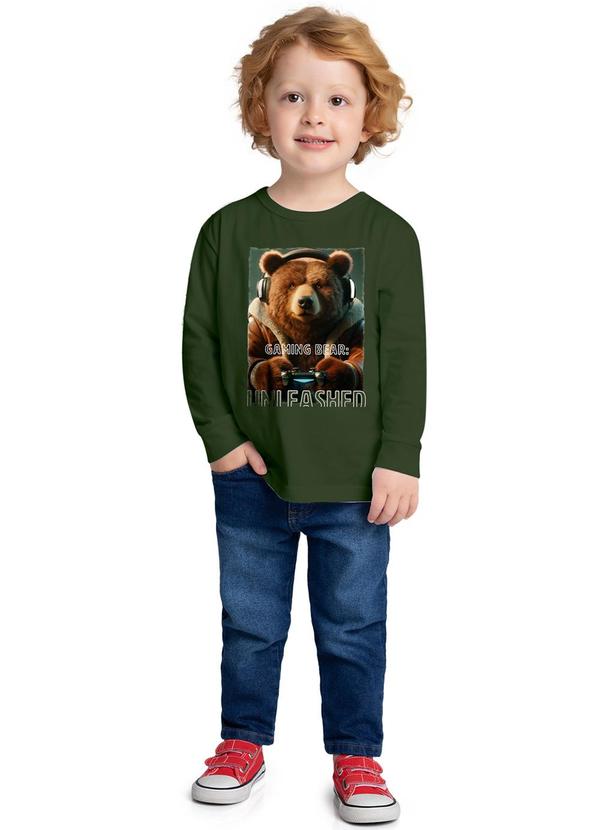 Kyly - Camiseta Infantil Menino Urso Verde 2