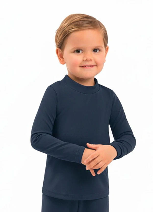 Ddk - Camiseta Infantil Térmica com Gola Azul