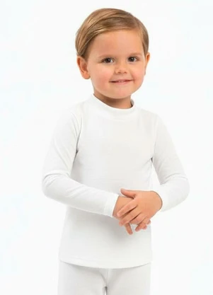 Ddk - Camiseta Infantil Térmica com Gola Branco - DDK