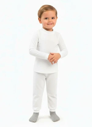 Ddk - Camiseta Infantil Térmica com Gola Branco - DDK