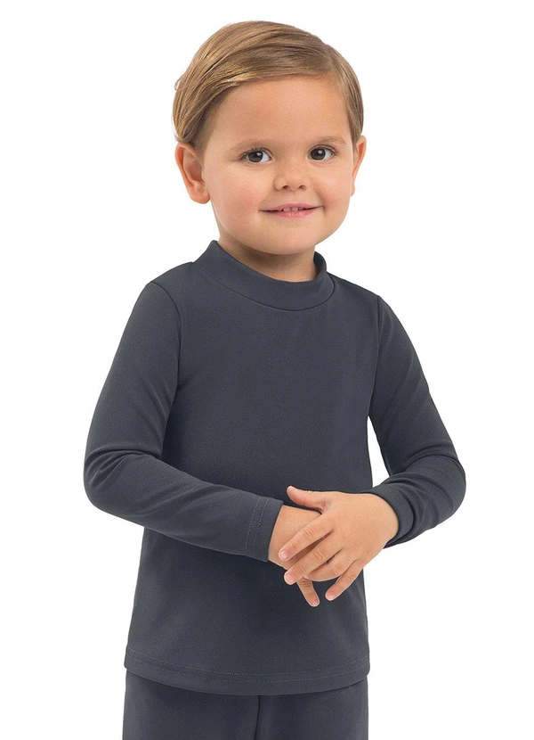 Ddk - Camiseta Infantil Térmica com Gola Cinza