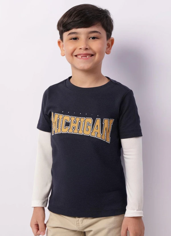 Torra - Camiseta Infantil Texturizada Marinho