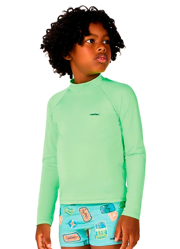 Marlan - Camiseta Infantil Unissex Manga Longa Verde