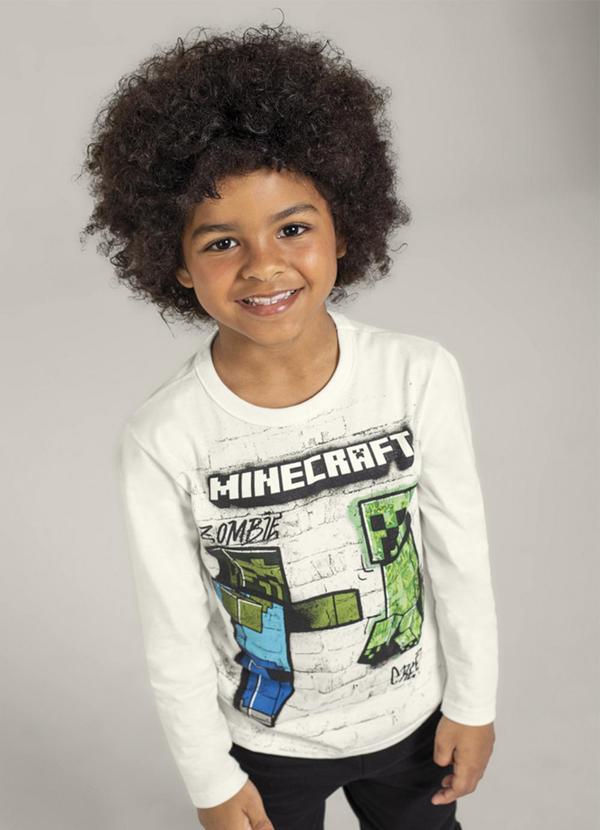 Brandili - Camiseta Infantil Unissex Minecraft Bege