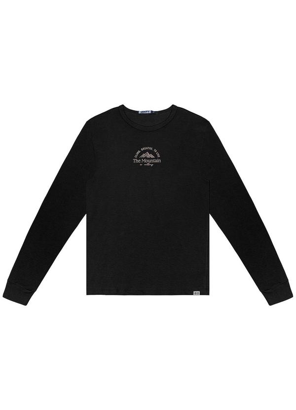 Minty - Camiseta Juvenil Manga Longa Masculina Preto